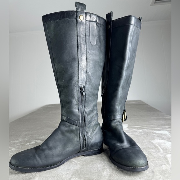 Cole Haan Women’s Liberty Black Nubuck Riding Boots 7.5‎ B Western Leather Flat - Picture 2 of 15